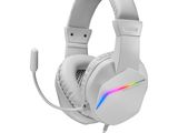 un gros plan d'un casque audio blanc sur fond blanc