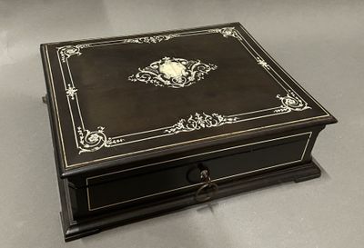 a black and white box with a picture on it