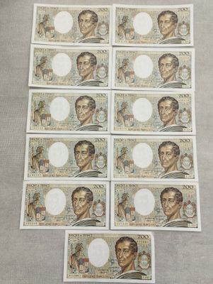 Lot de 11 billets de 200 francs Montesquieu - Photo 1