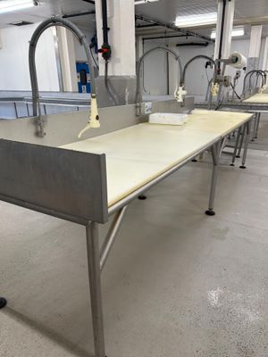 SUR DESIGNATION : 3 tables de préparation avec 3 douchettes …