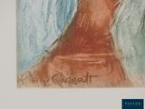 a painting of a woman with a hat on her head