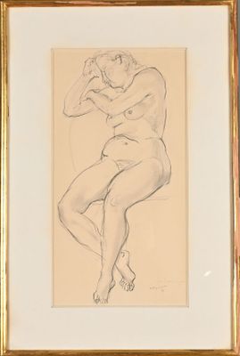 Raymond VEYSSET (1913-1967) Modèle nu assis, 1951