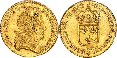 une pièce d'or surmontée d'une couronne