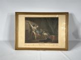 un tableau représentant une femme assise sur un lit à côté d'un chat