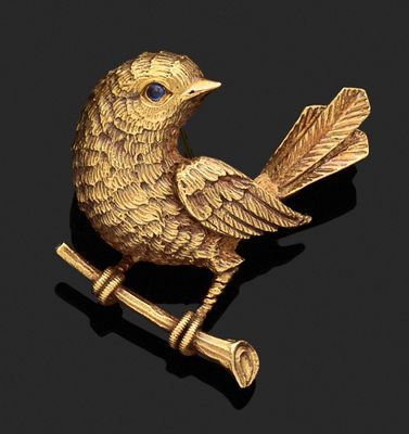 Van Cleef & Arpels. BROCHE 'Oiseau branché' en or jaune 750 mil. guill - Photo 1