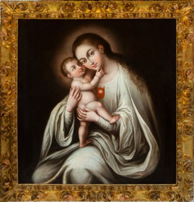 Vierge à l'enfant. Nouvelle école espagnole. XVIIIe siècle