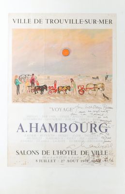 une image représentant une affiche sur laquelle figure un groupe de personnes sur une plage