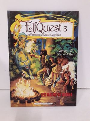 la couverture du tome 8 d'Elfquest, sur laquelle figurent un homme et une femme devant un feu