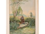 une image représentant un tableau où l'on voit un bateau dans l'herbe