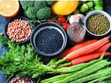 the cover of a magazine with various fruits and vegetables on it