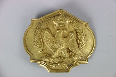 an image of a gold plate with an eagle on it