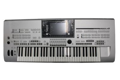 a silver electronic keyboard on a white background