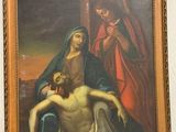 une image d'une peinture de jésus sur la croix avec d'autres personnes