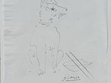 a drawing of a dog on a piece of paper