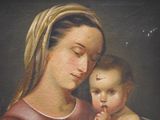 a painting of a woman holding a baby in her lap