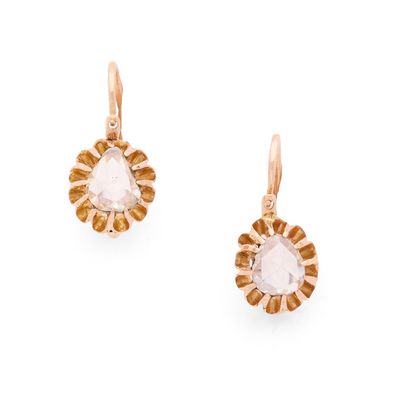 boucles d'oreilles pendantes en quartz rose, en argent sterling plaqué or rose