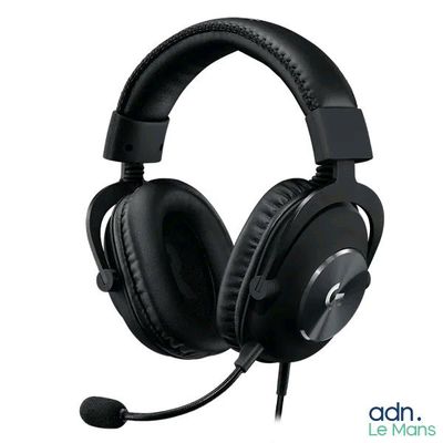 the headset is black and has a microphone attached to it