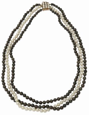 Collier Three Rangs DE Perles DE Culture (?), OR 14k, Rubis …