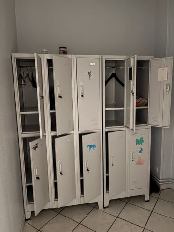 Onze cases vestiaires métalliques. Frais en sus 14.28%. TVA Récup...