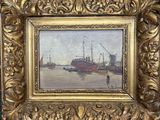 an image of a painting of a boat in a body of water
