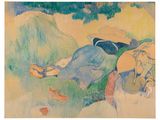 une image représentant un tableau où l'on voit deux femmes allongées dans l'herbe