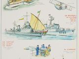On voit de nombreux types de navires différents sur cette photo.