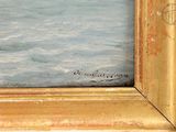 a picture of a painting of a boat in the water