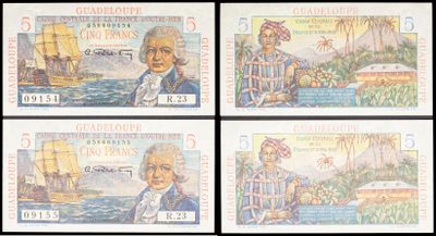 four different bank notes with a picture of a man and a woman on them