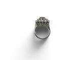 une image représentant une bague en argent sertie de diamants sur fond blanc