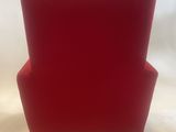 the back of a red chair on a white background