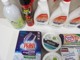 many different types of cleaning products on the counter