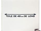a white box with a black arrow on it that says toile de 45 cm de long