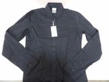 the shirt is black and has a white tag on it