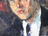 painting of a man in a suit and tie sitting in a chair
