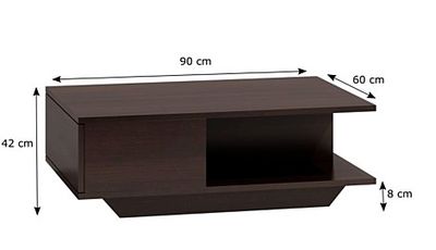 les dimensions d'une table basse surmontée d'une étagère