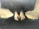 a painting of two hands reaching out of a tree