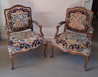 deux chaises assises l'une à côté de l'autre sur le sol