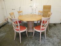 Table octogonale en bois et chêne cérusés - H.