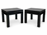 pair of black lac lac tables with square bases