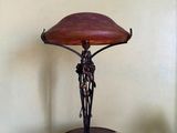 a lamp that is sitting on a table in a room
