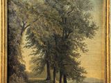 an image of a painting of two trees in a field