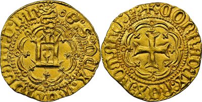 a gold coin with an image of a man on a horse