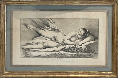 painting of a woman and a man laying on the ground in front of a wall