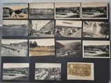 an old photo of a bunch of old photos on a wall