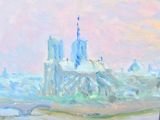 a painting of a painting of a castle on a hill