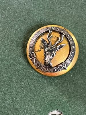 une photo d'un insigne orné d'une tête de cerf