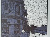 a drawing of a woman walking in the rain