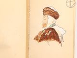 a drawing of a man in a turban on a book