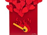 valentine ' s day pop - up card with hearts and a fire extinguisor
