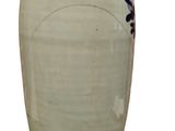 a large white vase with a black handle on a white background